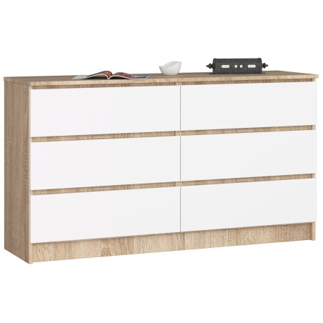 KOMODA K140 6SZ CLP DĄB SONOMA / BIAŁY