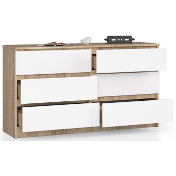 KOMODA K140 6SZ CLP DĄB SONOMA / BIAŁY