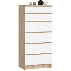 KOMODA K60 6SZ CLP DĄB SONOMA / BIAŁA