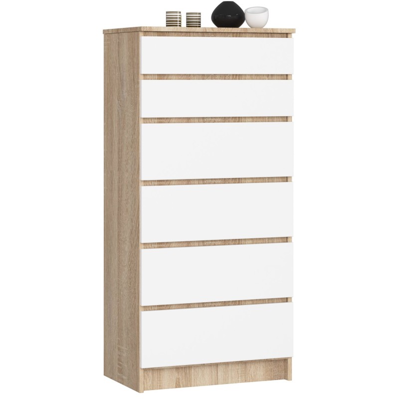 KOMODA K60 6SZ CLP DĄB SONOMA / BIAŁA