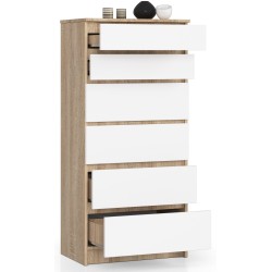 KOMODA K60 6SZ CLP DĄB SONOMA / BIAŁA