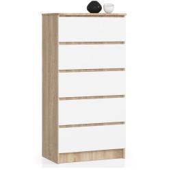 KOMODA K60 5SZ CLP DĄB SONOMA / BIAŁA