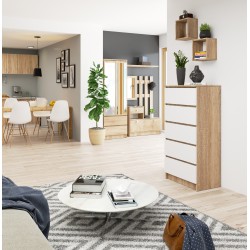KOMODA K60 5SZ CLP DĄB SONOMA / BIAŁA