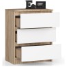 KOMODA K 60 cm 3 SZUFLADY SONOMA / BIAŁA