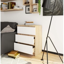 KOMODA K 60 cm 3 SZUFLADY SONOMA / BIAŁA