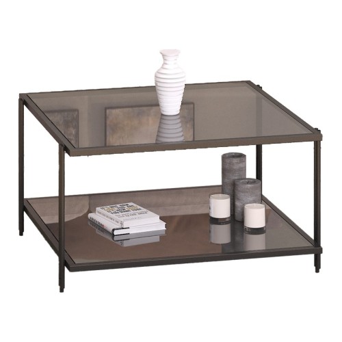 Metal coffee table Fuaca pakoworld in black shade smoke glass 80x80x45cm