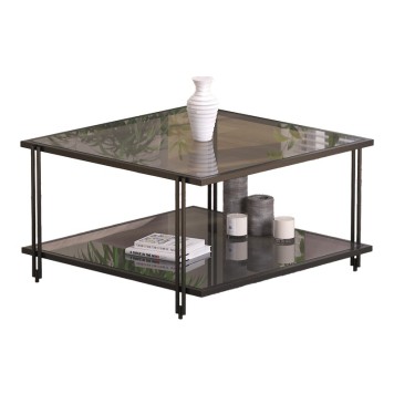 Metal coffee table Fuaca pakoworld in black shade smoke glass 80x80x45cm