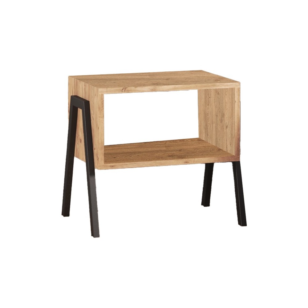 Taffa pakoworld bedside table with black metal legs in sonoma shade 49x35x49cm Taffa pakoworld bedside table with black metal legs in sonoma shade 49x35x49cm
