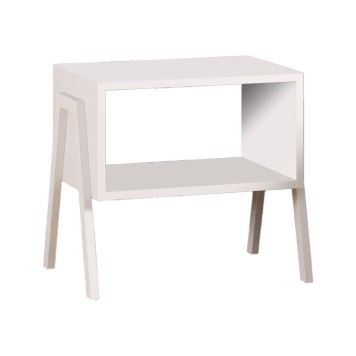 Table de chevet bois avec pieds en métal blanc 49x35x49 cm
