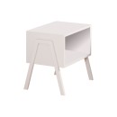 Table de chevet bois avec pieds en métal blanc 49x35x49 cm
