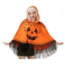 Halloween Scary Pumpkin Adult Poncho, Costume Accessory M