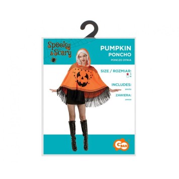 Halloween Scary Pumpkin Adult Poncho, Costume Accessory M