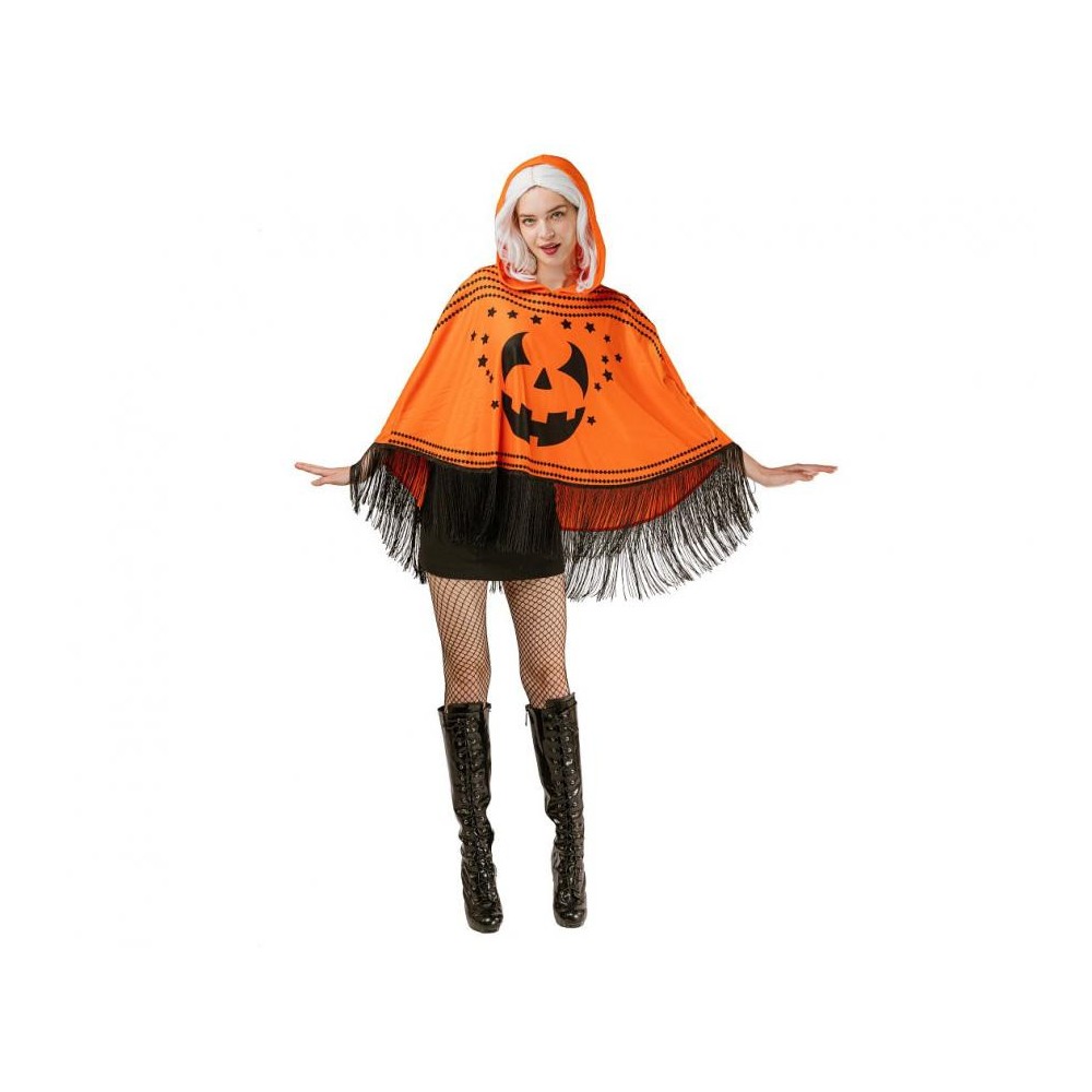Halloween Scary Pumpkin adult poncho, costume accessory S
