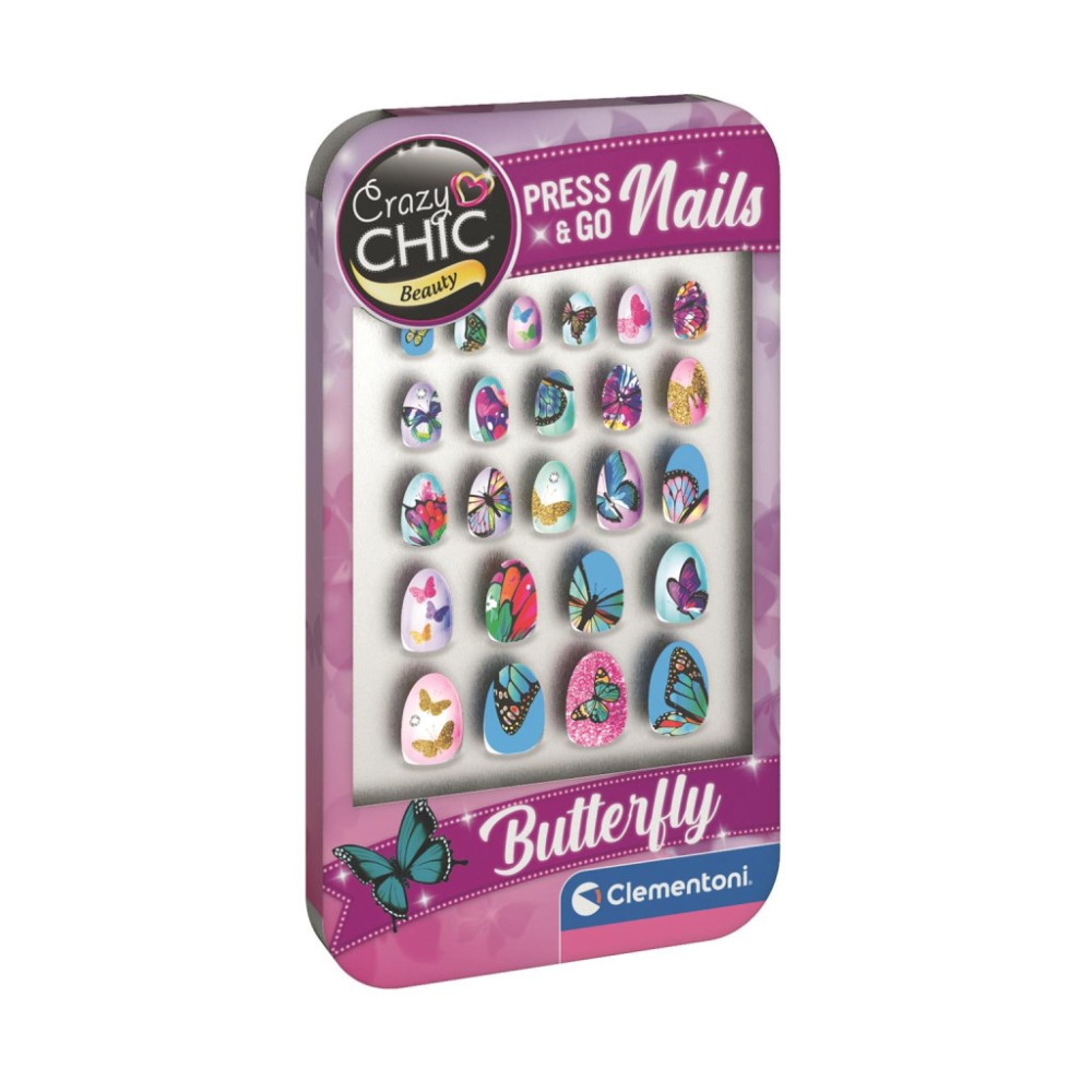 Crazy Chic Butterfly Clementoni artificial nail set