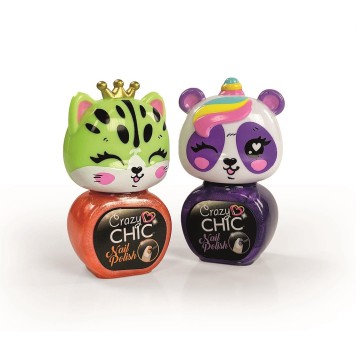 Crazy Chic Lovely Leopard glitter nail polish set Clementoni