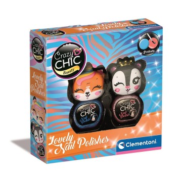 Crazy Chic Lovely Tigers glitter nail polish set Clementoni