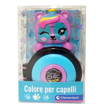 Crazy Chic Panda blue hair coloring chalk Clementoni