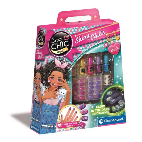 Crazy Chic Shiny Glow in the Dark Nail Polish and Nail Art Kit Clementoni