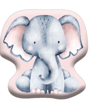 Elephant Pink shape pillow, decorative pillow 40x40 cm Velour