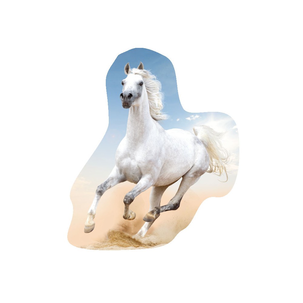 Horses White shaped cushion, decorative pillow 43x30 cm
