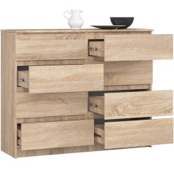 KOMODA K 120 cm 8 SZUFLAD PK DĄB SONOMA