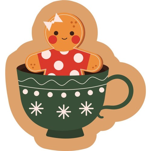 Christmas Cup Gingerbread shaped decorative pillow 36x34 cm Velour
