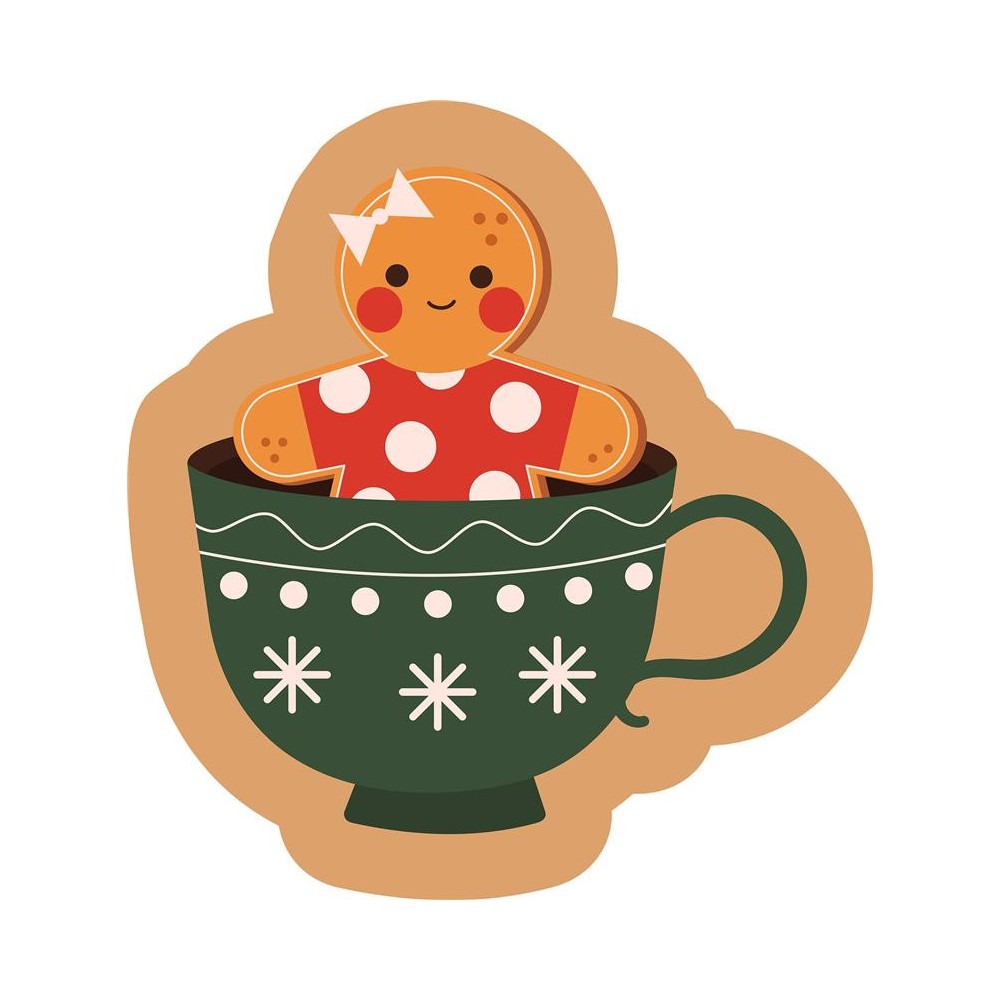 Christmas Cup Gingerbread shaped decorative pillow 36x34 cm Velour