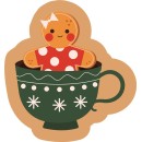 Christmas Cup Gingerbread shaped decorative pillow 36x34 cm Velour