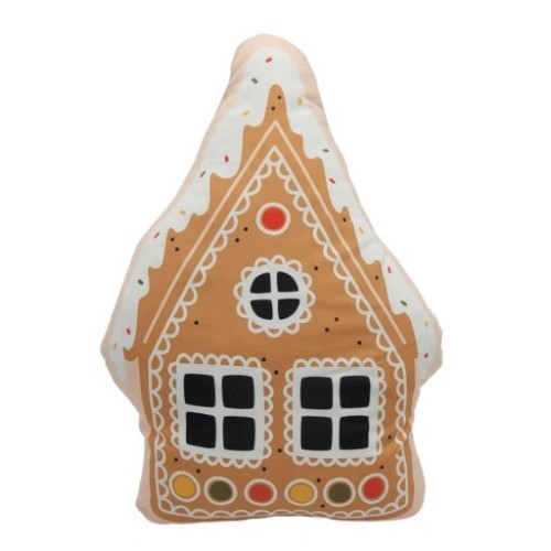 Christmas Sweet Gingerbread House Decorative Pillow, Velvet
