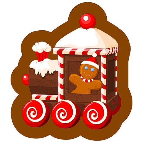 Christmas Gingy Gingerbread train decorative pillow 40x35 cm Velour