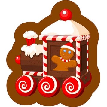 Christmas Gingy Gingerbread train decorative pillow 40x35 cm Velour