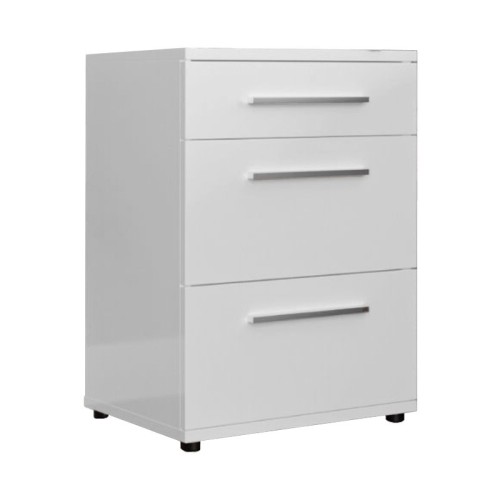 Table de chevet en bois  3 tiroirs blanche 40x39x57 cm
