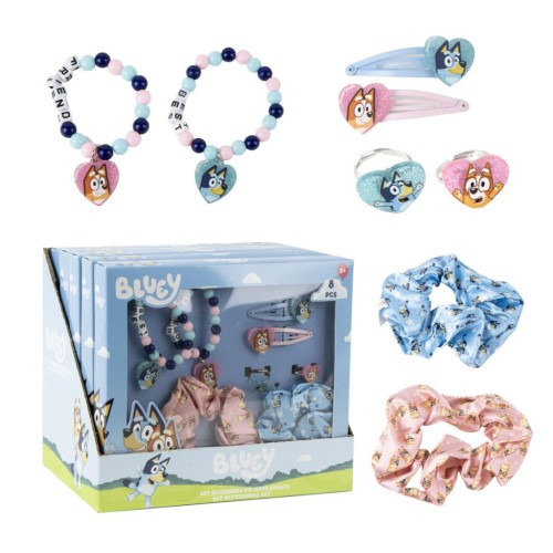Bluey Happy 8-piece hair accessory and jewelry set
