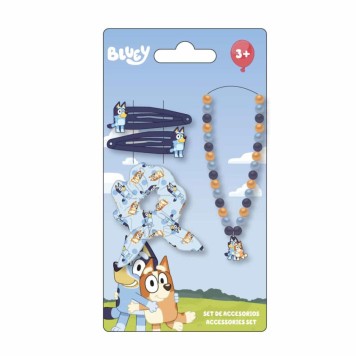 Bluey Happy Vibes necklace and hair accessory set