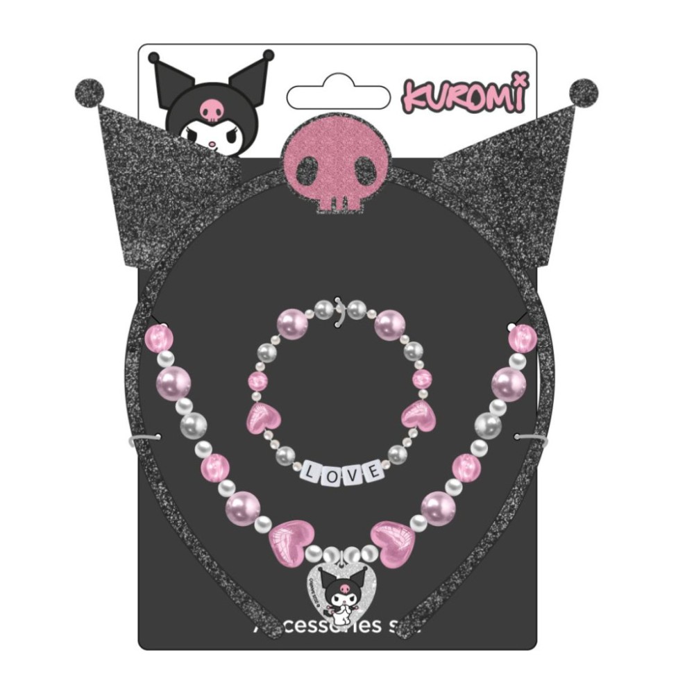 Hello Kitty Kuromi jewelry and headband set
