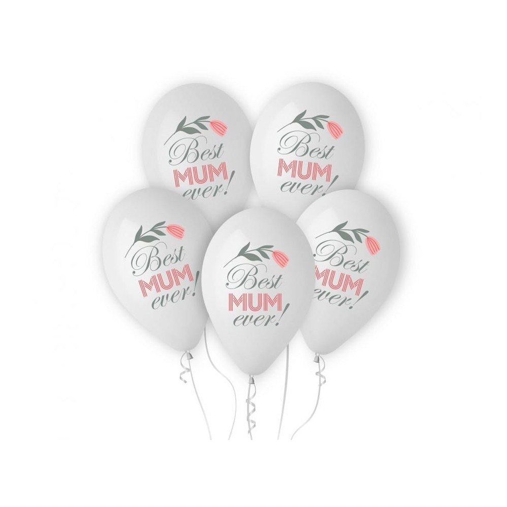 Mother Best Mum Ever balloon, 5 pcs 12 inch (30 cm)