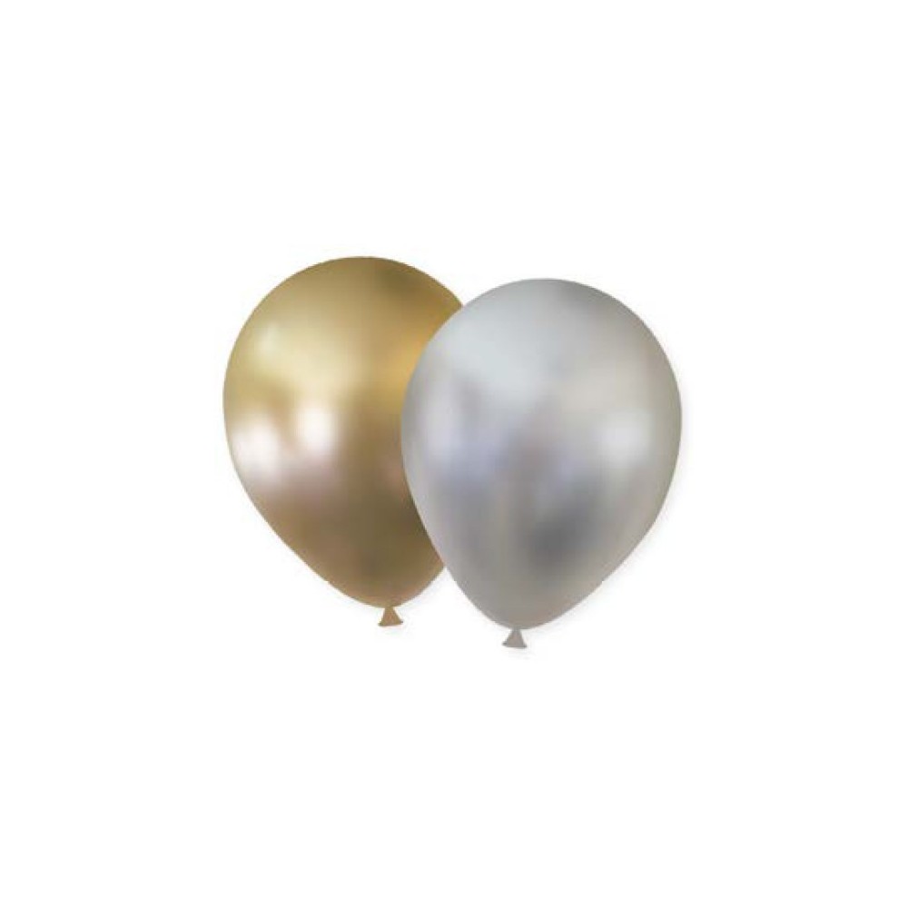Happy Birthday Shiny Silver, Gold balloon, 6-piece set