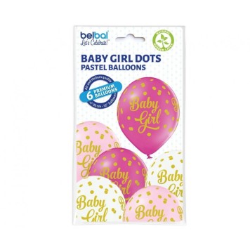 Baby Dots Girl balloon, 6 pcs 12 inch (30cm)