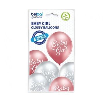 Baby Girl Glossy balloon, 6 pcs 12 inch (30cm)