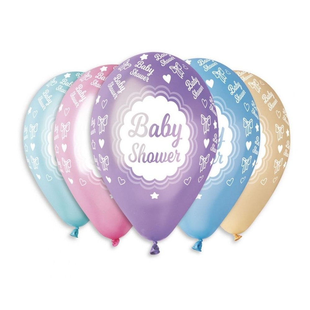 Baby Metallic Shower balloon, 5 pcs 12 inch (30 cm)