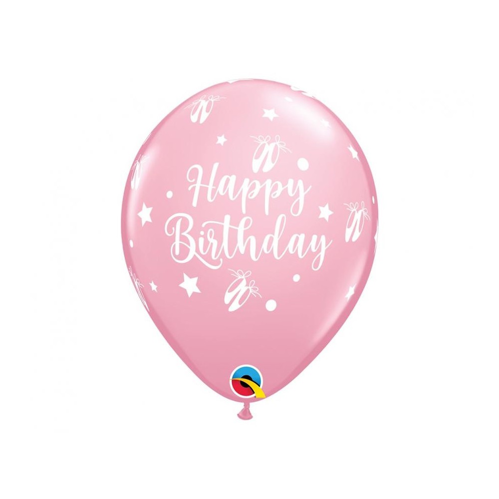 Happy Birthday Pastel Pink Ballerina, Ballerina Balloon, pack of 6 balloons, 11 inch (28 cm)