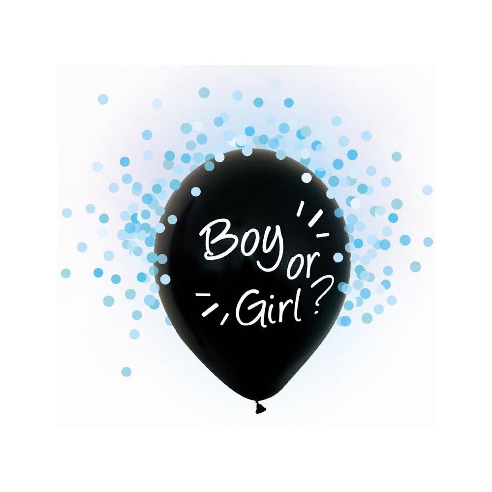 Party Boy or Girl, Balloon filled with blue confetti, 4 pcs 12 inch (30 cm)