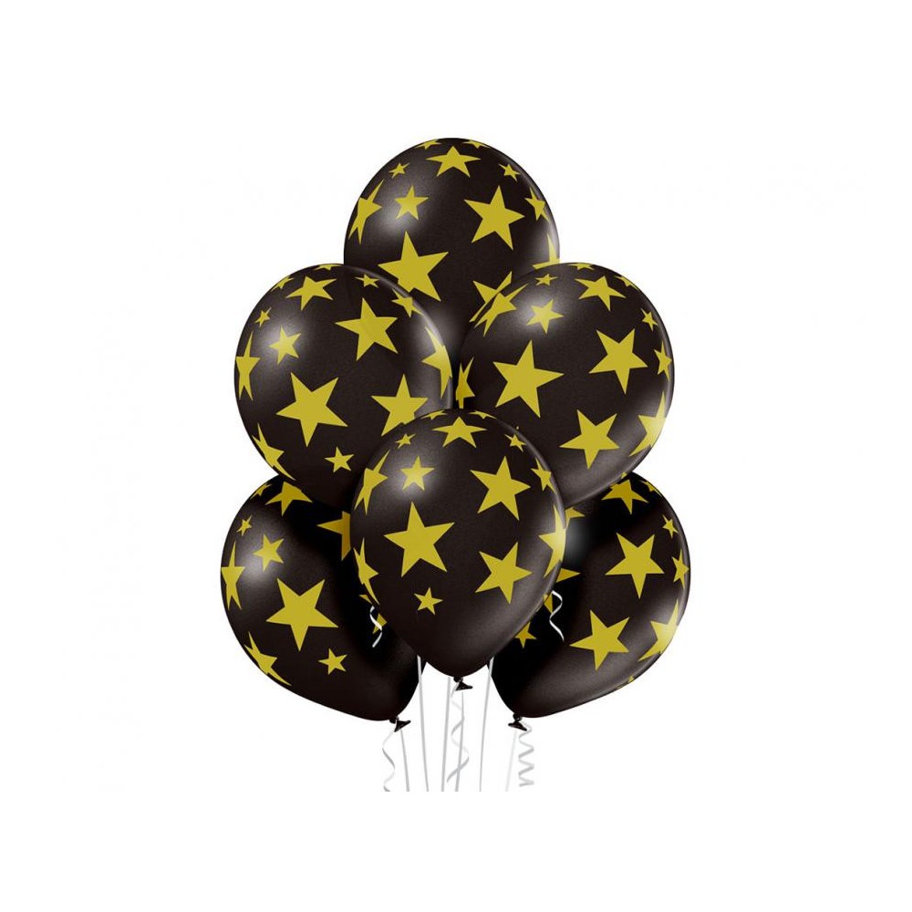 Colour Black Star, Star Balloon, Balloon Set 6 pcs 30 cm (12 inch)