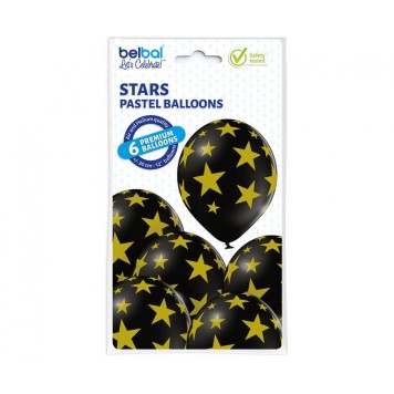 Colour Black Star, Star Balloon, Balloon Set 6 pcs 30 cm (12 inch)