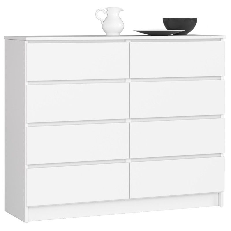 KOMODA K 120 cm 8 SZUFLAD BIAŁA KOMODA K 120 cm 8 SZUFLAD BIAŁA