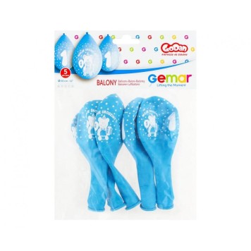 Happy Birthday Blue 1st Birthday Hanging Balloon, 5 pcs 12 inch (30 cm)