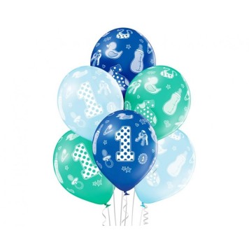 Happy Birthday Boy First Birthday Balloon, 6 pcs 12 inch (30cm)