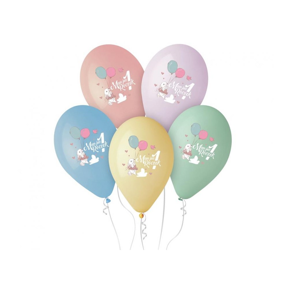 Happy Birthday Mam juz roczek First Birthday Balloon, 5 pcs 13 inch (33cm)