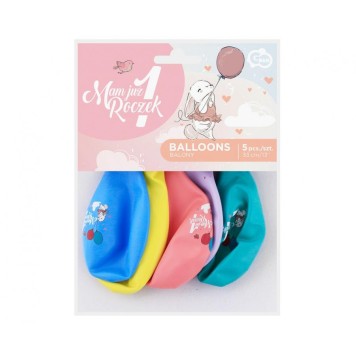 Happy Birthday Mam juz roczek First Birthday Balloon, 5 pcs 13 inch (33cm)