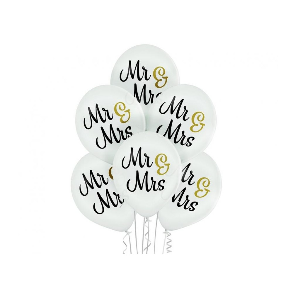 Wedding Mr & Mrs balloon set of 6 pieces 12 inch (30cm)
